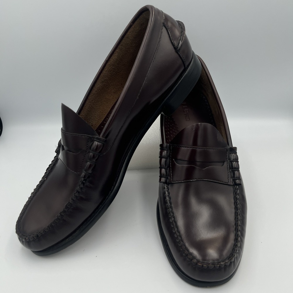 Vtg LL Bean Cordovan Oxblood Leather Penny Loafers Handcrafted Men's 10.5 D